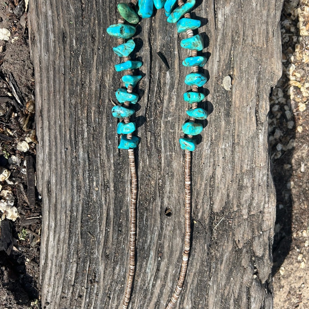 Turquoise and Silver Beaded Necklace